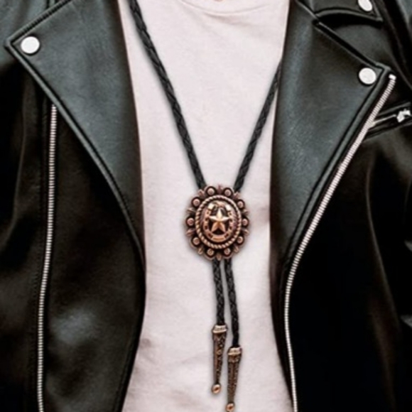 New copper horshoe star bolo tie approximately 40" - Picture 3 of 7